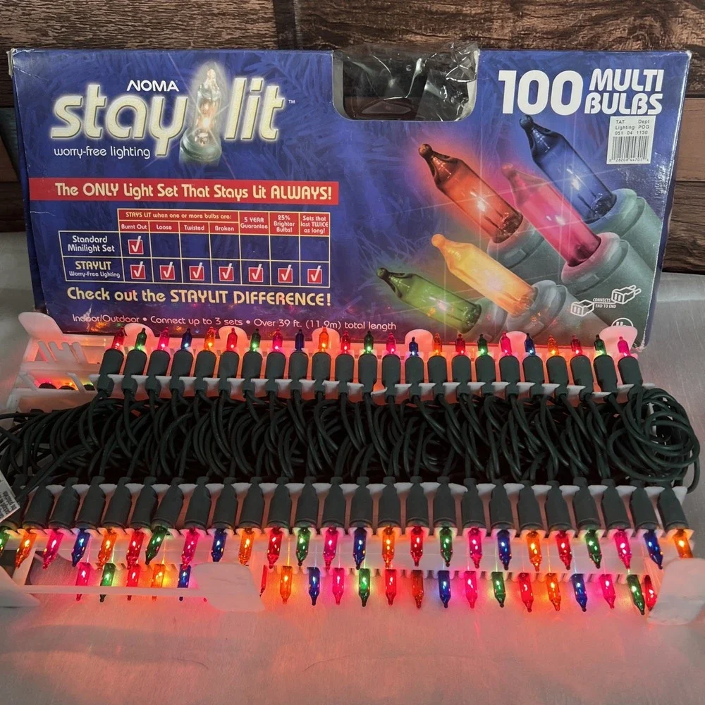 New- Noma Stay lit 100 Multi bulbs indoor/outdoor worry-free lighting -‎ 39ft